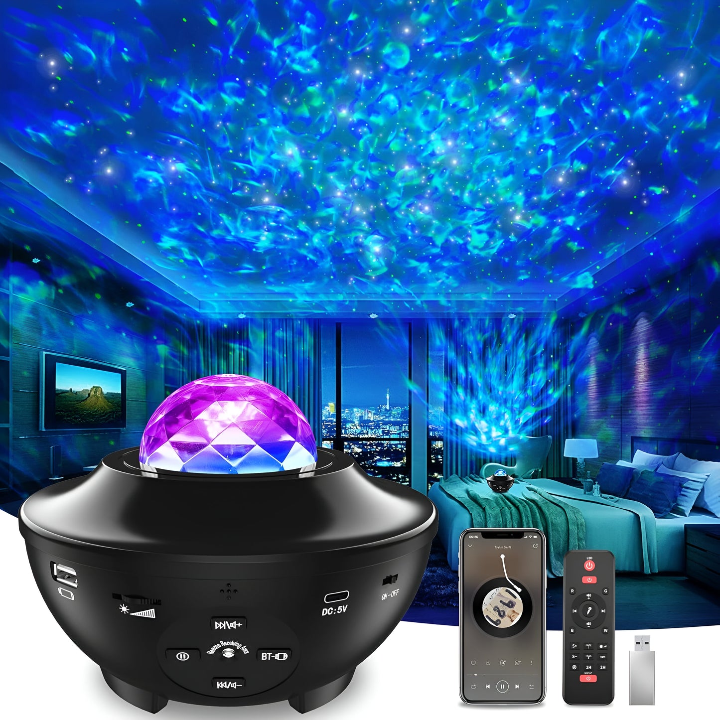 PROYECTOR DE GALAXIAS LED + BLUETOOH