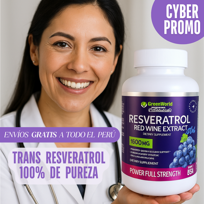 TRANS RESVERATROL 1600 MG (100 Cápsulas)