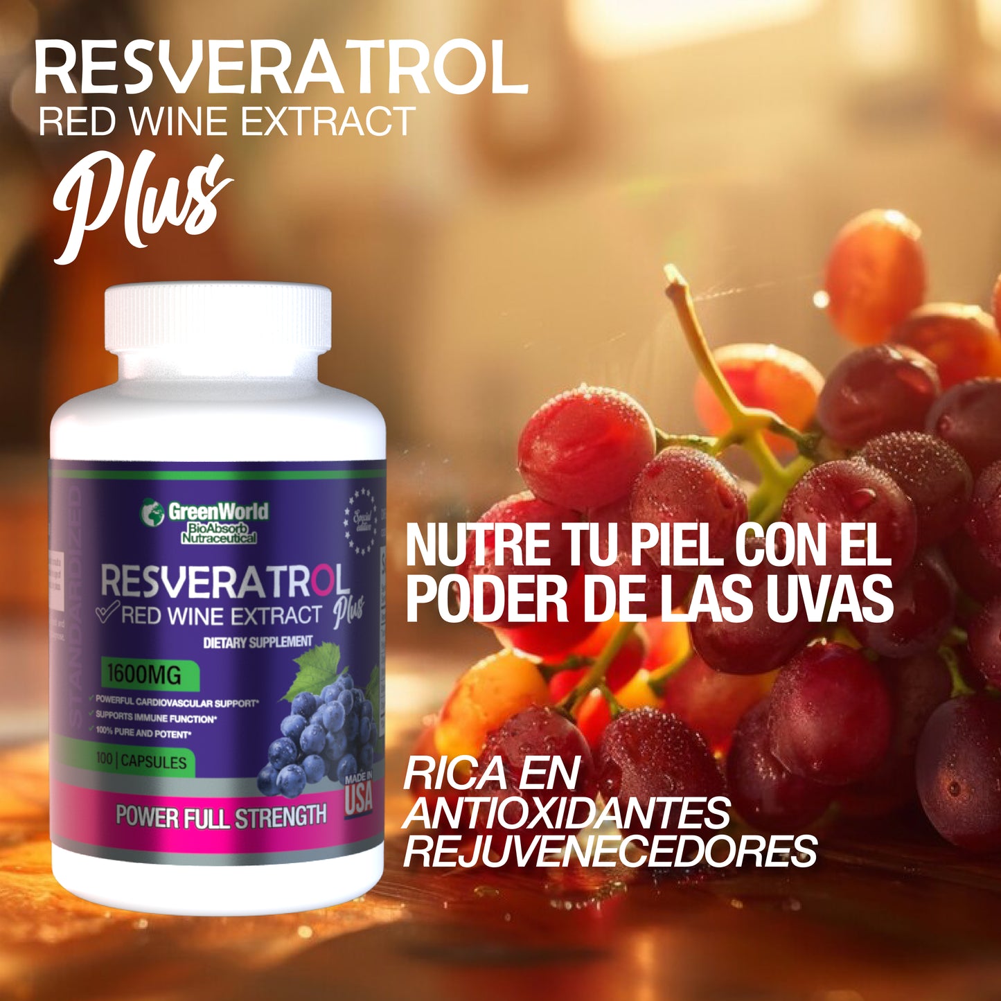 TRANS RESVERATROL 1600 MG (100 Cápsulas)